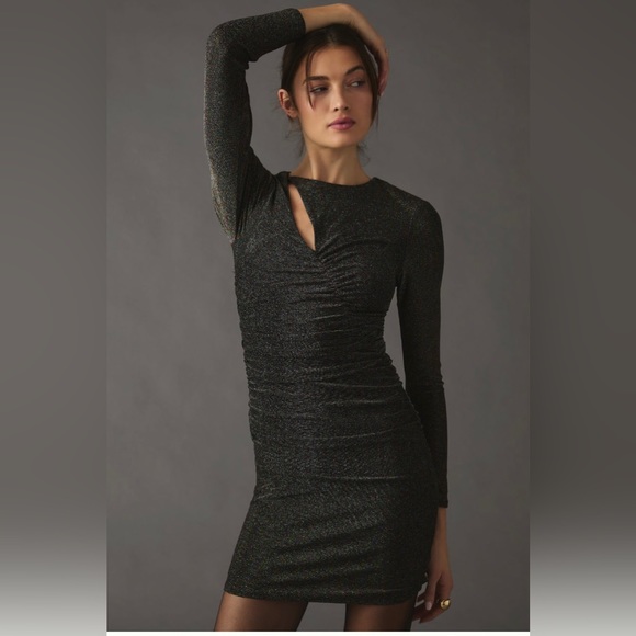 ✨ Anthropologie Ruched Cutout Mini Dress Sz S - Picture 3 of 11